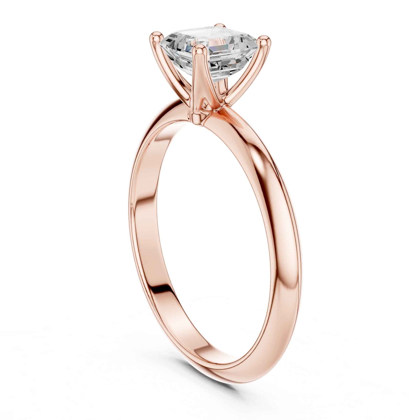 1 Carat Asscher Cut Lab Grown Diamond Solitaire Engagement Ring