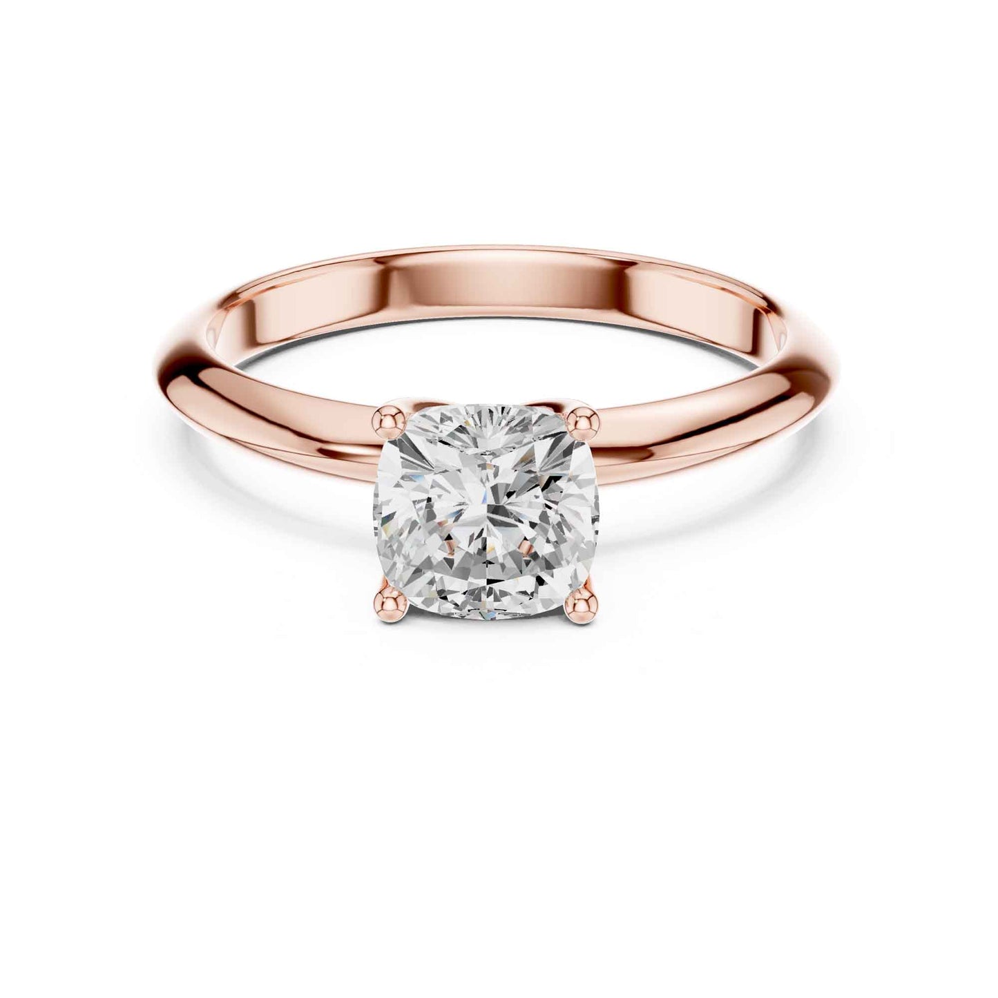 1 Carat Cushion Cut Lab Grown Diamond Solitaire Engagement Ring