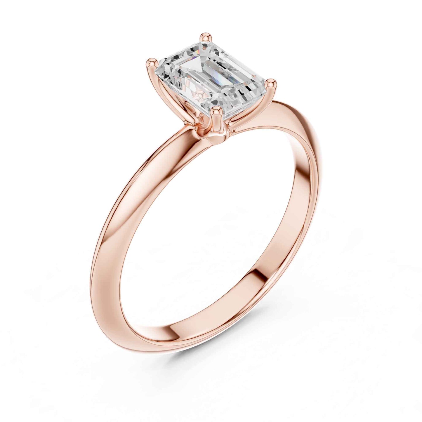 1 Carat Emerald Cut Lab Grown Diamond Solitaire Engagement Ring