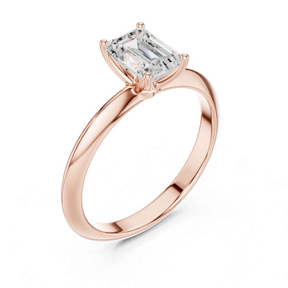 1 Carat Emerald Cut Lab Grown Diamond Solitaire Engagement Ring