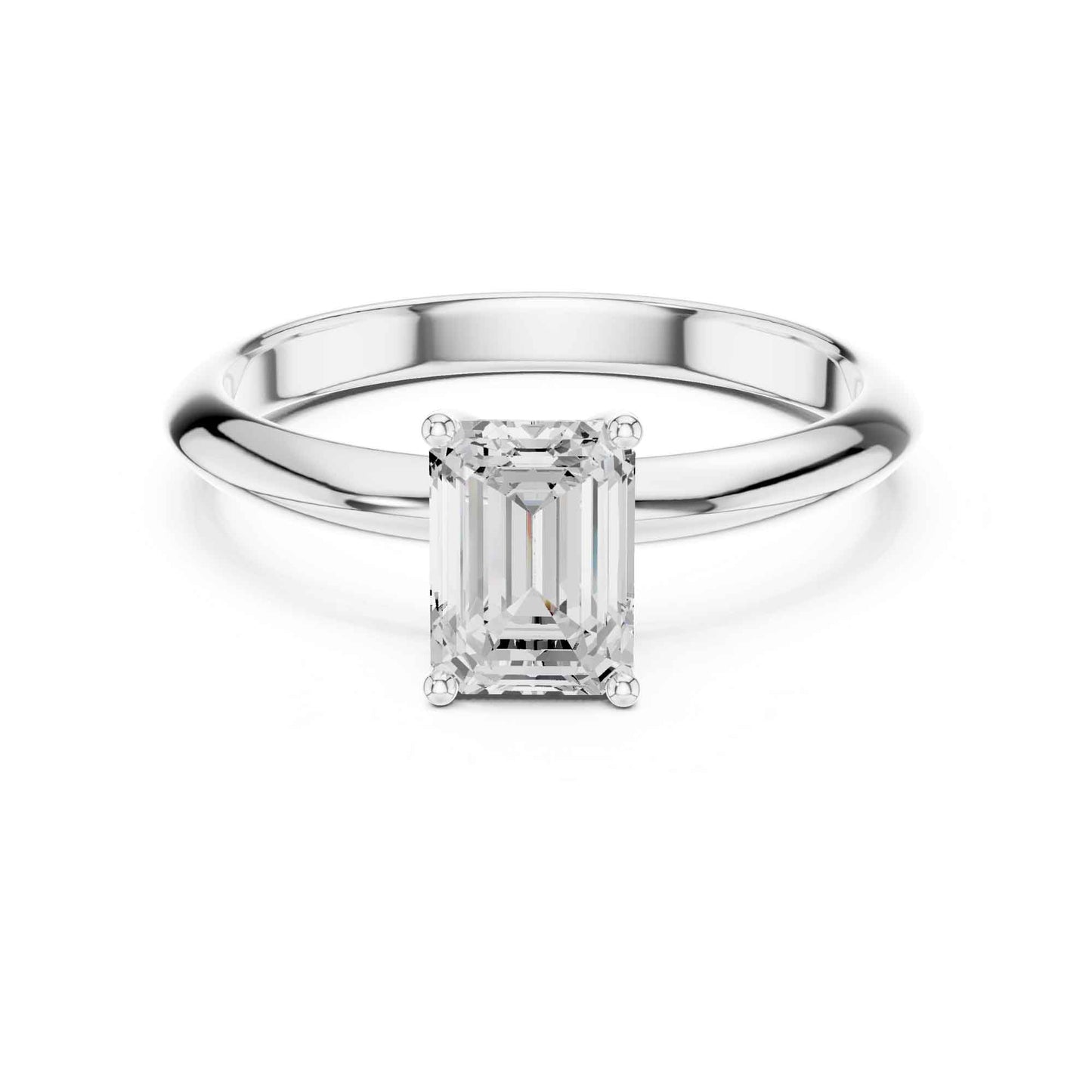 1 Carat Emerald Cut Lab Grown Diamond Solitaire Engagement Ring