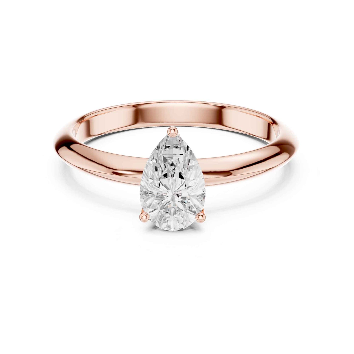 1 Carat Pear Cut Lab Grown Diamond Solitaire Engagement Ring