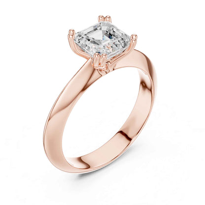 1.5 Carat Asscher Cut Lab Grown Diamond Solitaire Engagement Ring