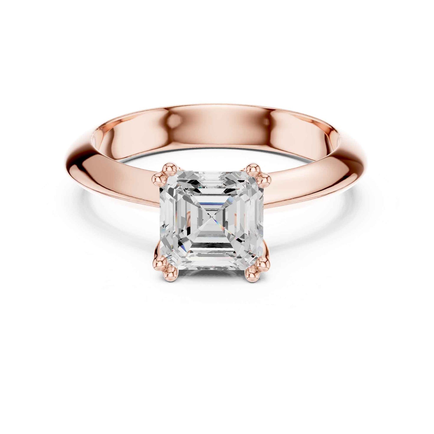 1.5 Carat Asscher Cut Lab Grown Diamond Solitaire Engagement Ring