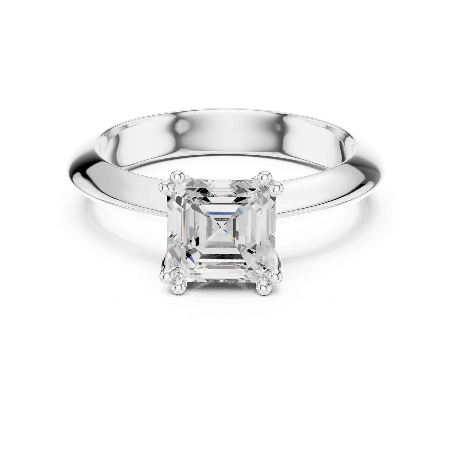 1.5 Carat Asscher Cut Lab Grown Diamond Solitaire Engagement Ring