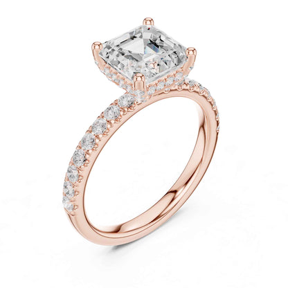 2 Carat Asscher Cut Lab Grown Diamond Pavé Engagement Ring