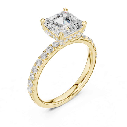 2 Carat Asscher Cut Lab Grown Diamond Pavé Engagement Ring