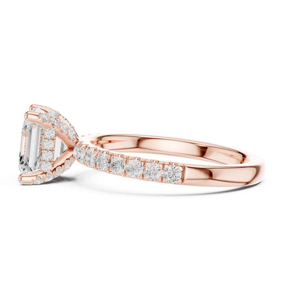 2 Carat Asscher Cut Lab Grown Diamond Pavé Engagement Ring