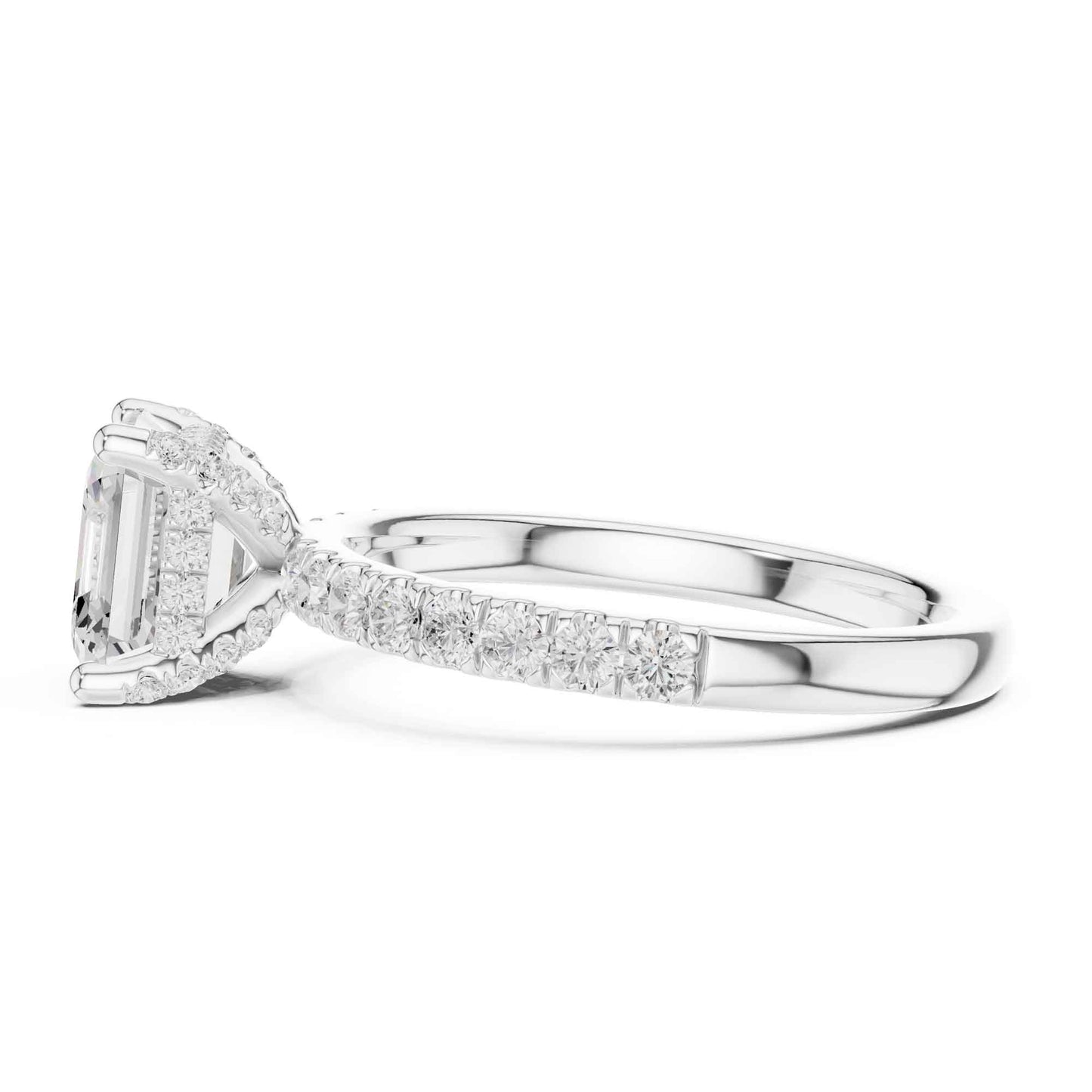2 Carat Asscher Cut Lab Grown Diamond Pavé Engagement Ring