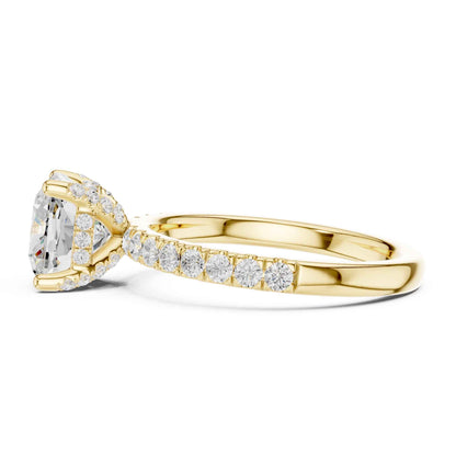 2 Carat Cushion Shape Lab Diamond Pavé Solitaire Engagement Ring