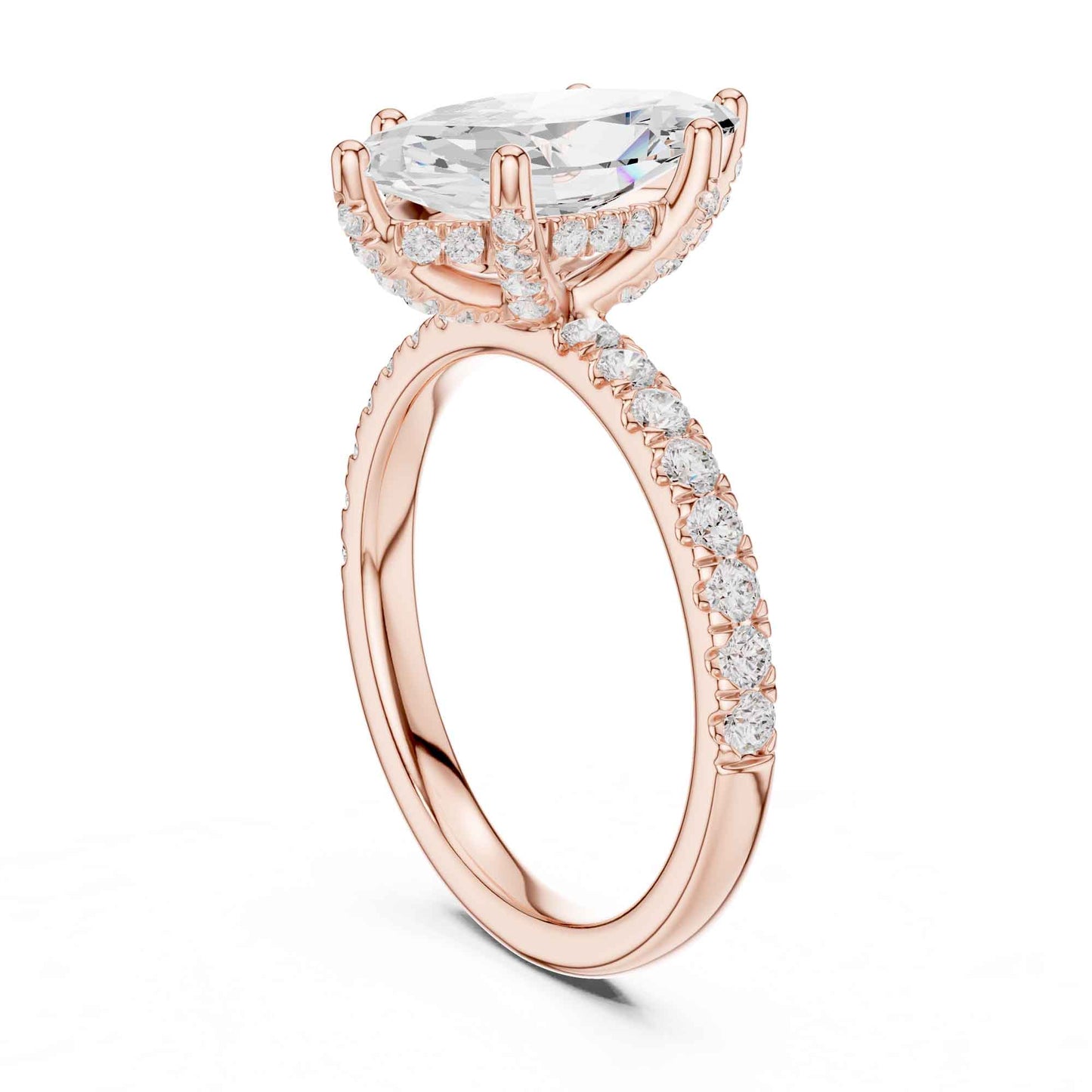 2 Carat Marquise Cut Lab Diamond Engagement Ring  Pavé Setting