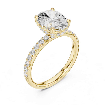 2 Carat Oval Cut Lab Grown Diamond Pavé Engagement Ring