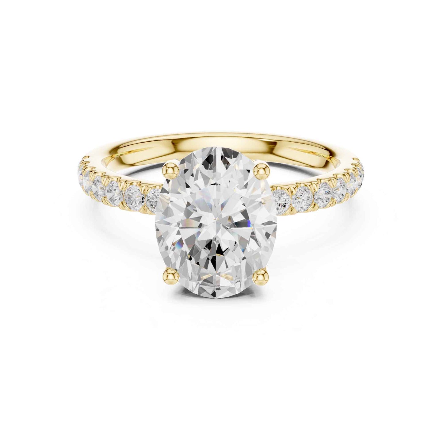 2 Carat Oval Cut Lab Grown Diamond Pavé Engagement Ring