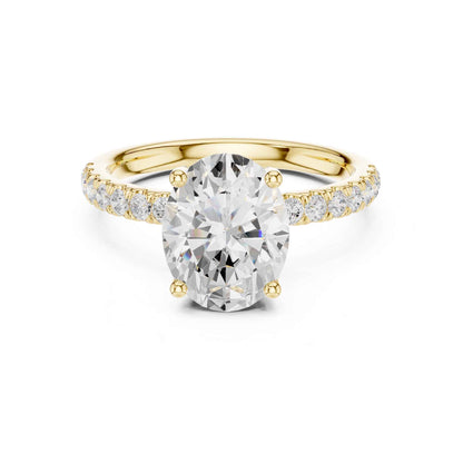 2 Carat Oval Cut Lab Grown Diamond Pavé Engagement Ring