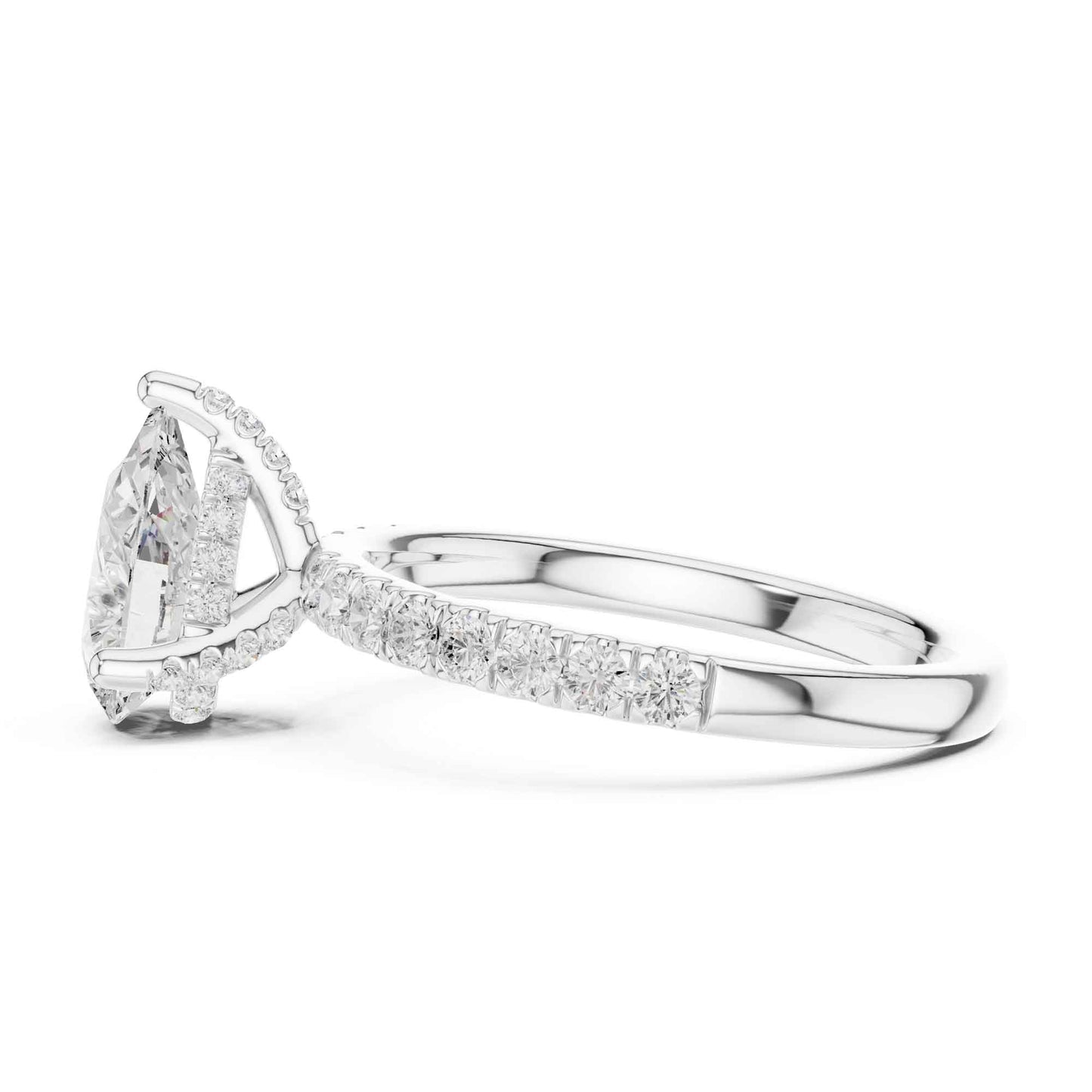 2 Carat Pear Cut Lab Grown Diamond Pavé Engagement Ring