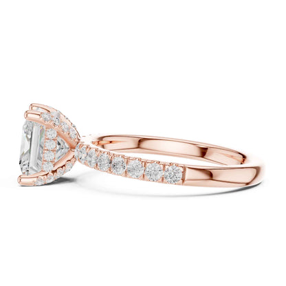 2 Carat Princess Cut Lab Diamond Pavé Solitaire Engagement Ring