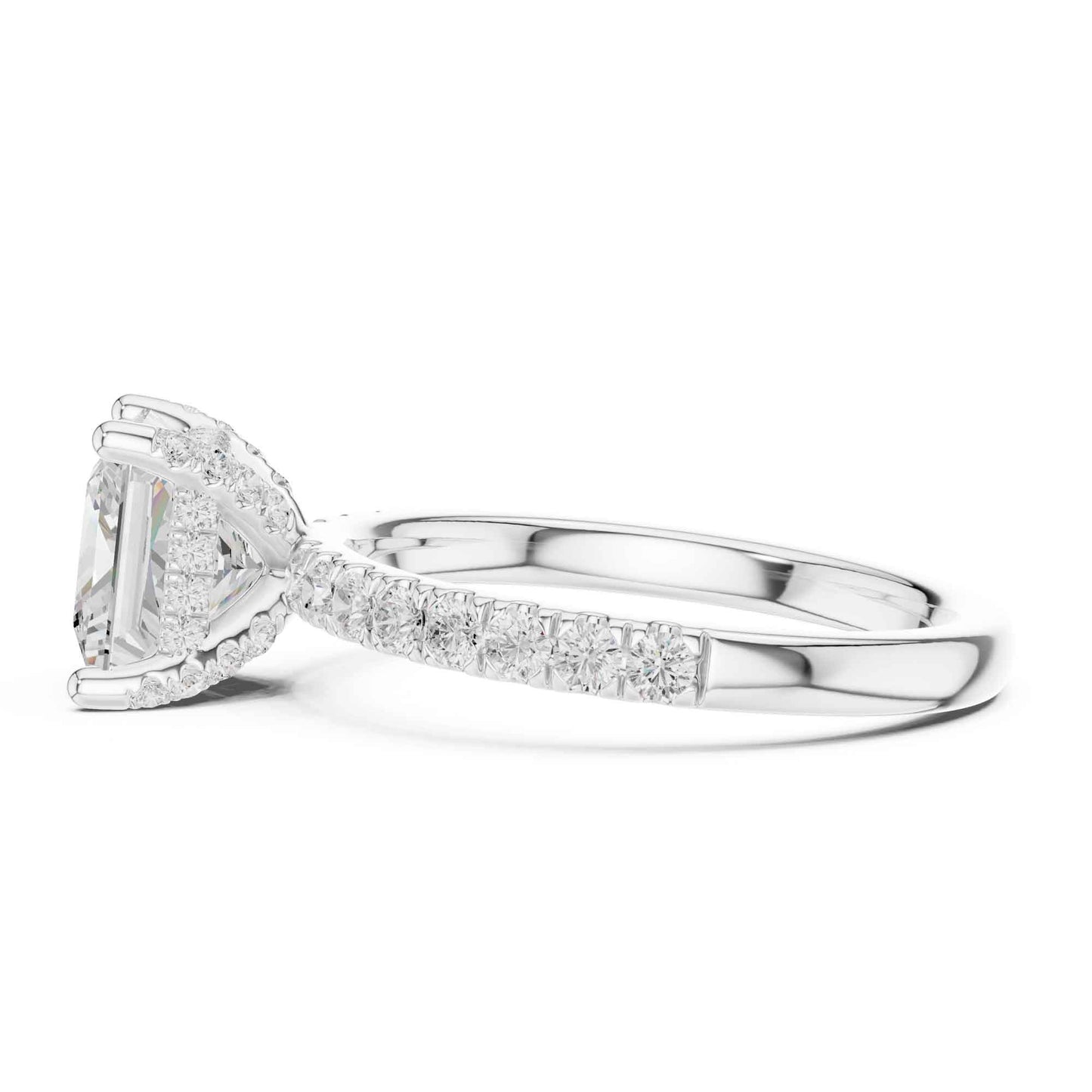 2 Carat Princess Cut Lab Diamond Pavé Solitaire Engagement Ring