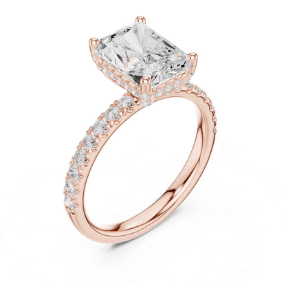 2 Carat Brilliant Radiant Cut Diamond Pavé Engagement Ring