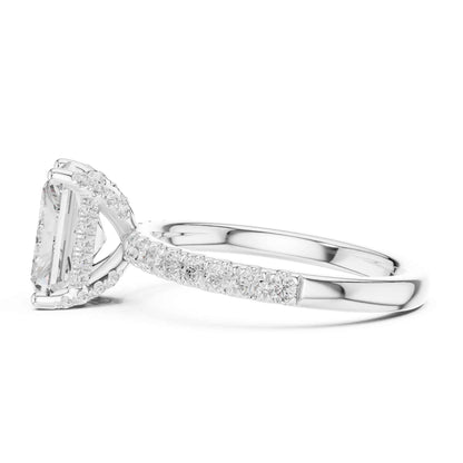 2 Carat Brilliant Radiant Cut Diamond Pavé Engagement Ring