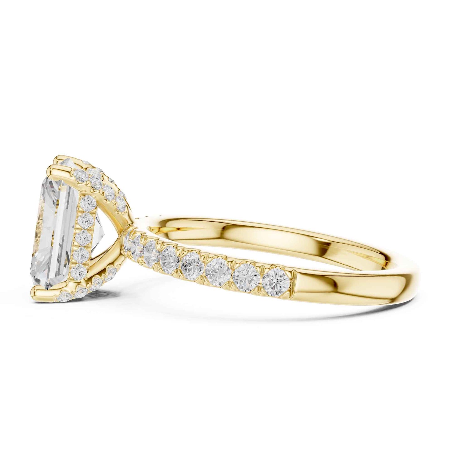 2 Carat Brilliant Radiant Cut Diamond Pavé Engagement Ring