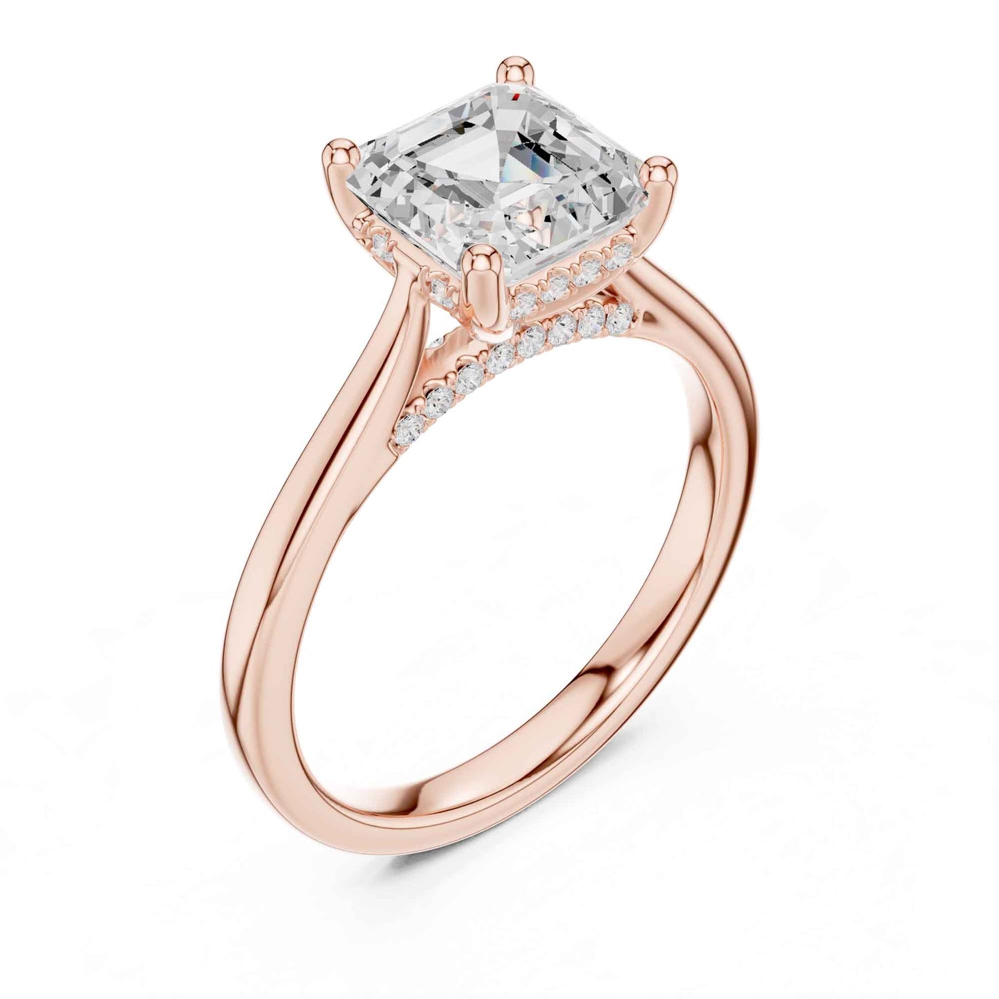 2 Carat Asscher Cut Lab Grown Diamond Solitaire Engagement Ring