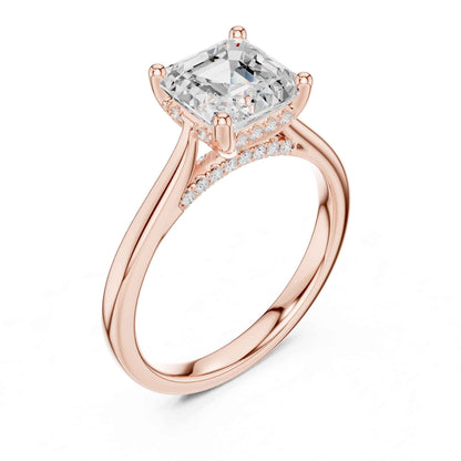 2 Carat Asscher Cut Lab Grown Diamond Solitaire Engagement Ring
