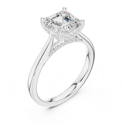 2 Carat Asscher Cut Lab Grown Diamond Solitaire Engagement Ring