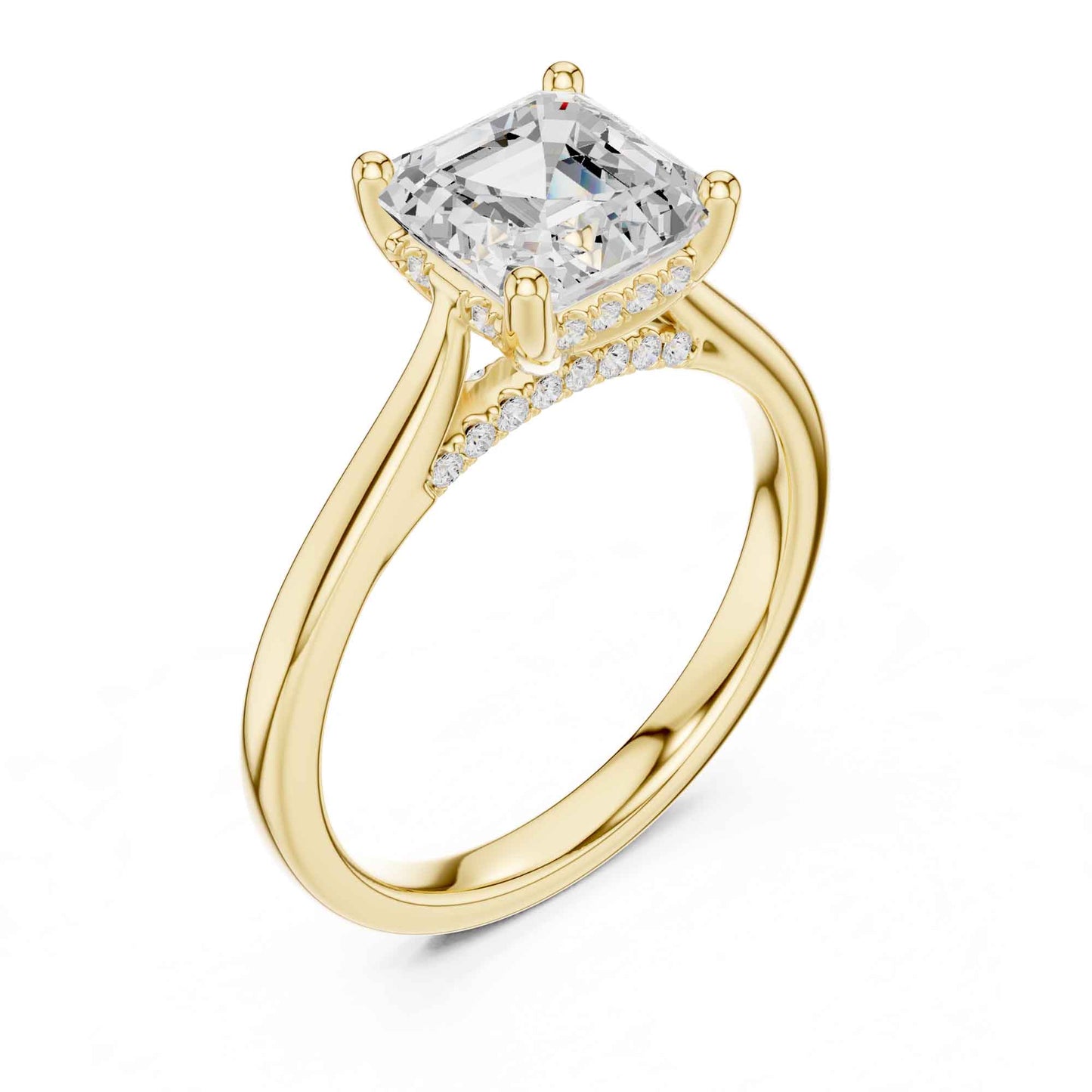 2 Carat Asscher Cut Lab Grown Diamond Solitaire Engagement Ring