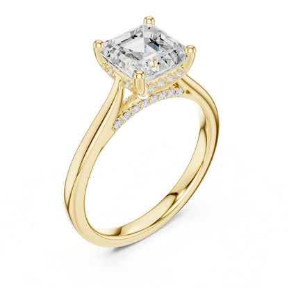 2 Carat Asscher Cut Lab Grown Diamond Solitaire Engagement Ring