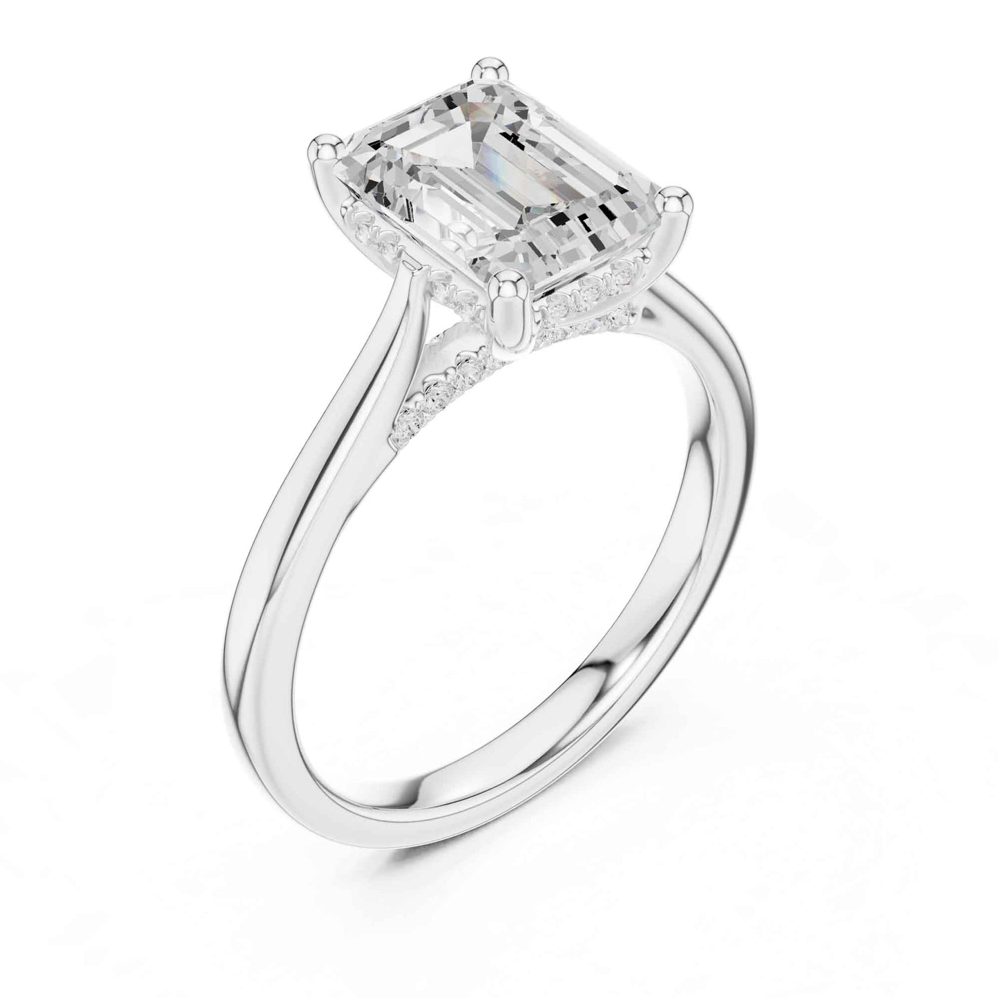2 Carat Classic Emerald Cut Lab Grown Diamond Engagement Ring