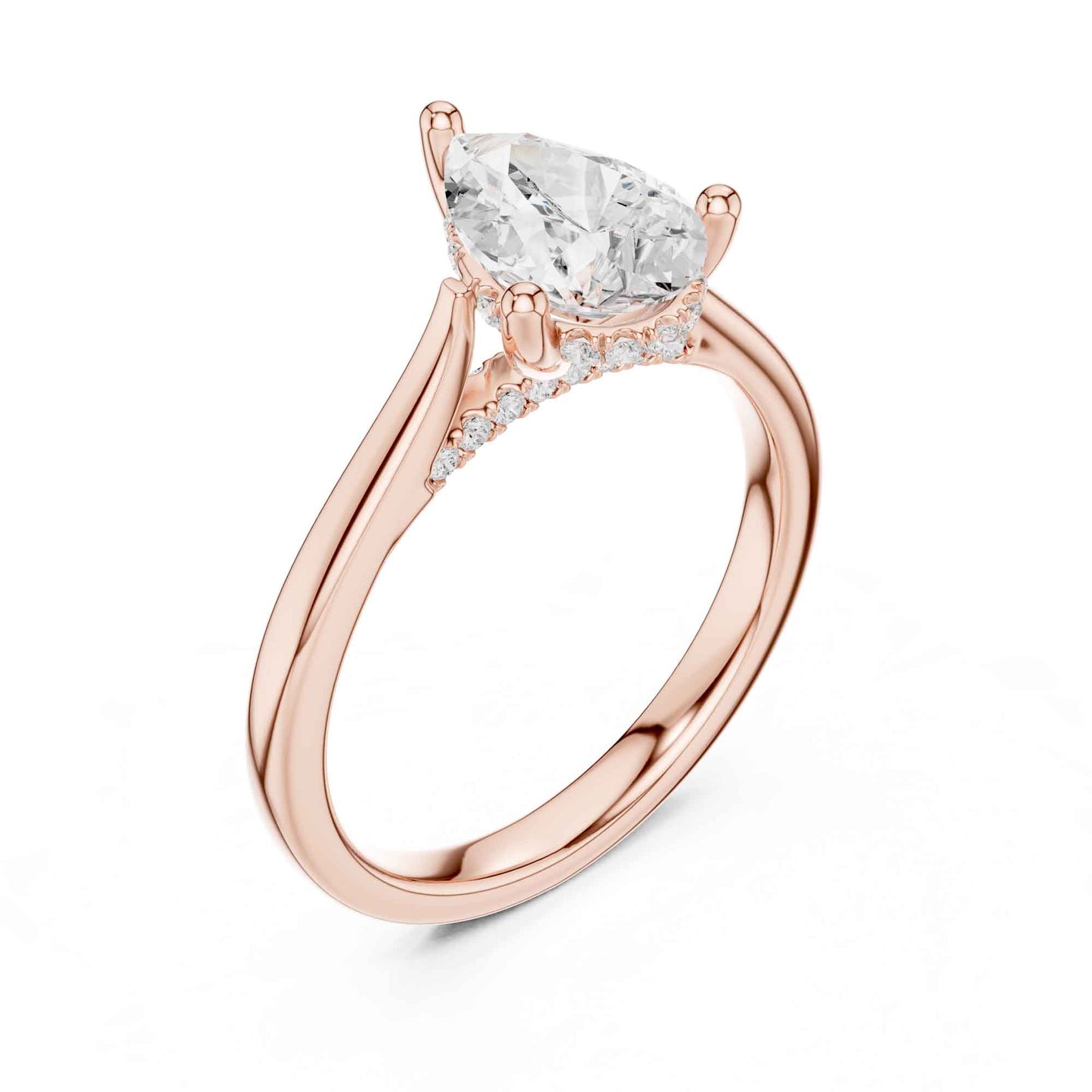 2 Carat Luxury Pear Cut Lab Grown Diamond Solitaire Engagement Ring
