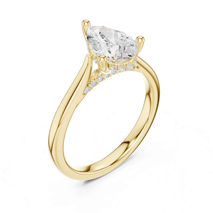 2 Carat Luxury Pear Cut Lab Grown Diamond Solitaire Engagement Ring