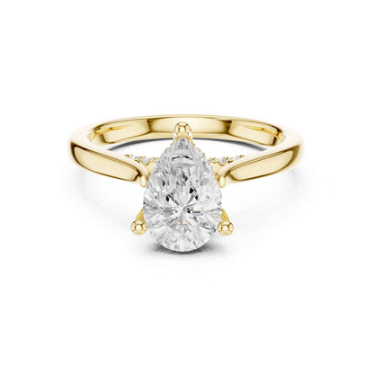 2 Carat Luxury Pear Cut Lab Grown Diamond Solitaire Engagement Ring