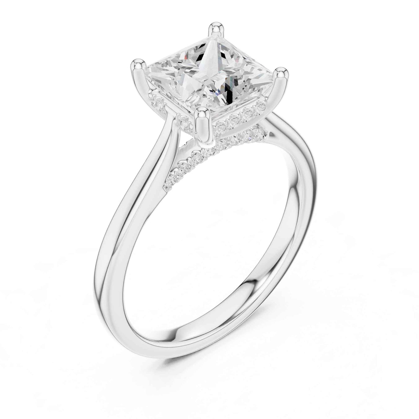 2 Carat Classic Princess Cut Lab Grown Diamond Engagement Ring