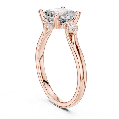 2 Carat Asscher Cut Diamond Ring with Round Side Diamonds  Elegant Engagement Ring