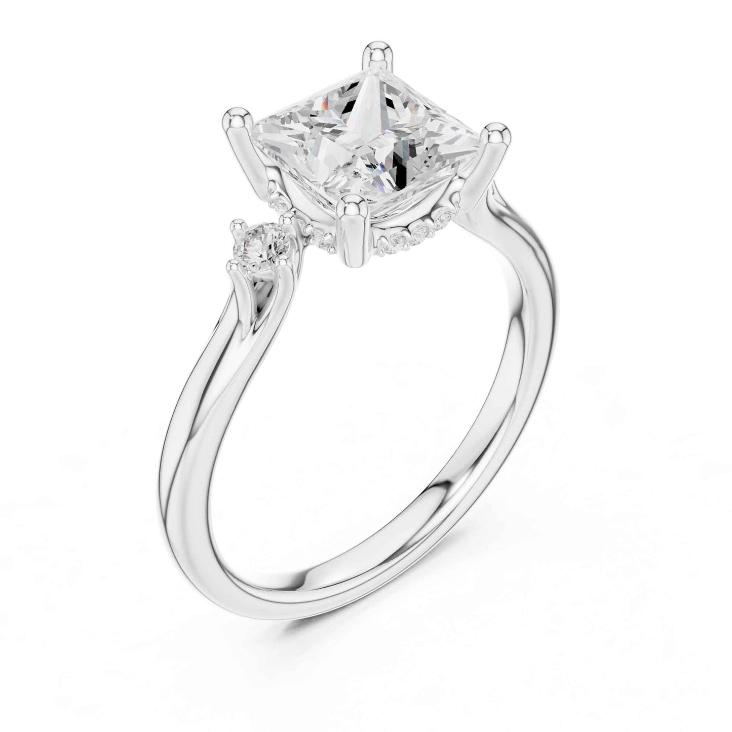 2 Carat Princess Cut Lab Grown Diamond Solitaire Engagement Ring