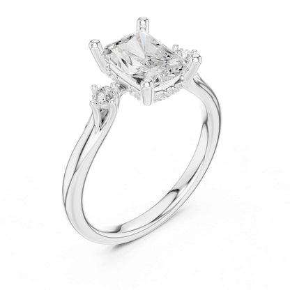 2 Carat Radiant Cut Lab Grown Diamond Engagement Ring with Side Stone Accents