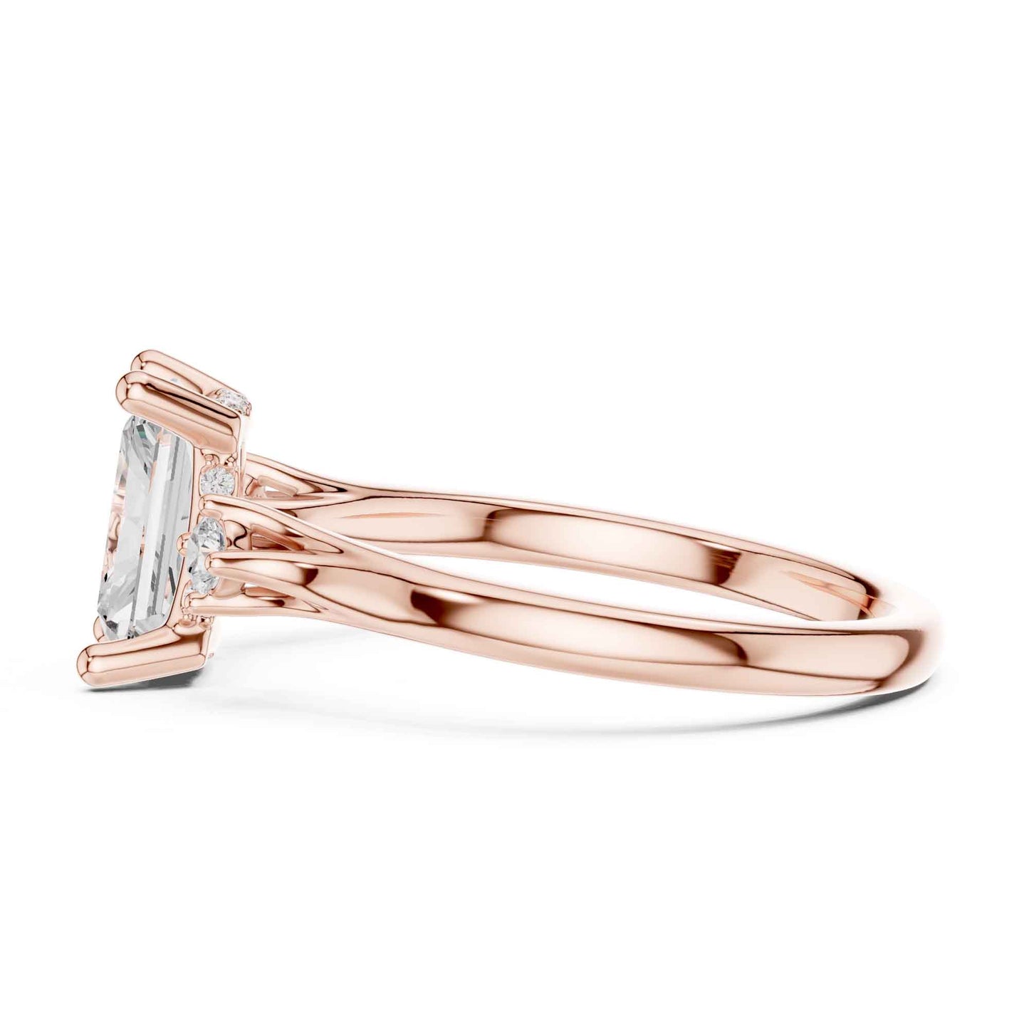 2 Carat Radiant Cut Lab Grown Diamond Engagement Ring with Side Stone Accents