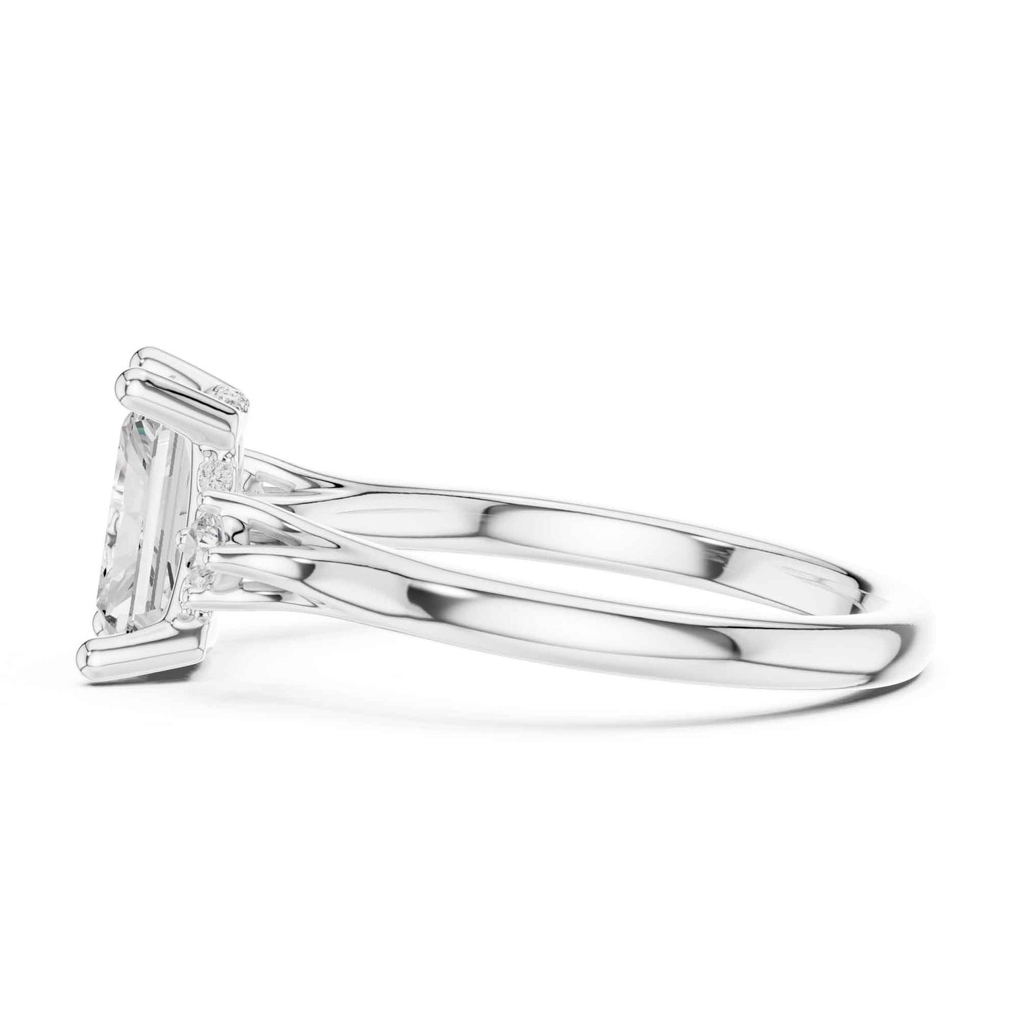 2 Carat Radiant Cut Lab Grown Diamond Engagement Ring with Side Stone Accents