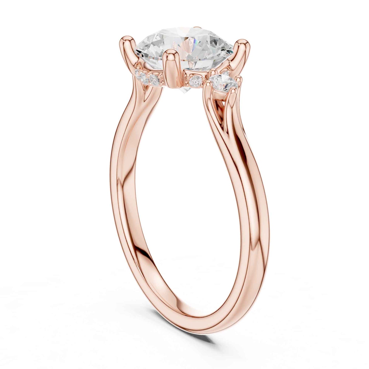 2 Carat Round Cut Lab Grown Diamond Three Stone Engagement Ring