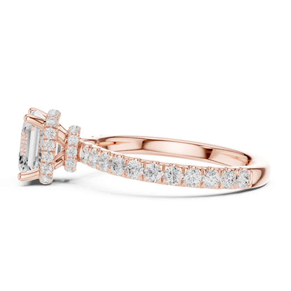 1.5 Carat Asscher Cut Lab Grown Diamond Engagement Ring with Pavé Band