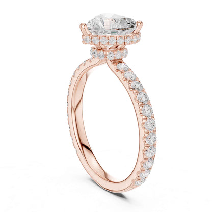1.5 Carat Heart Shape Lab Grown Diamond Engagement Ring with Pavé Side Stones