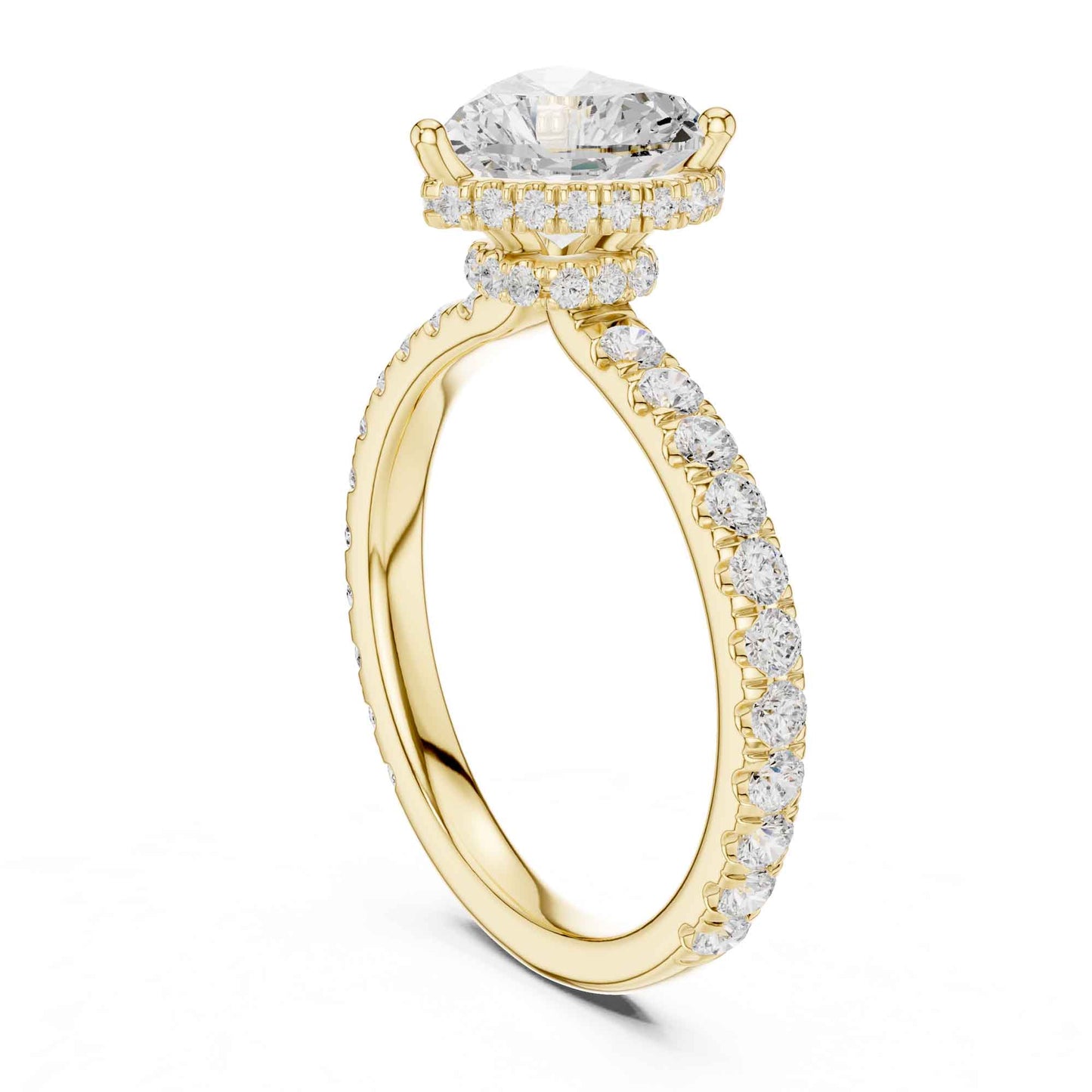 1.5 Carat Heart Shape Lab Grown Diamond Engagement Ring with Pavé Side Stones