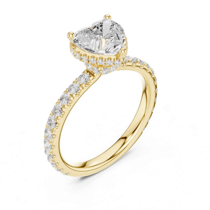 1.5 Carat Heart Shape Lab Grown Diamond Engagement Ring with Pavé Side Stones