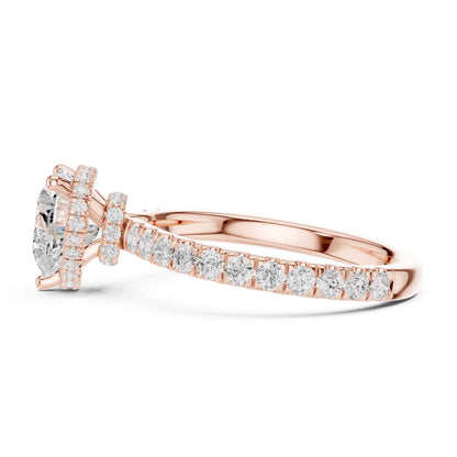 1.5 Carat Heart Shape Lab Grown Diamond Engagement Ring with Pavé Side Stones