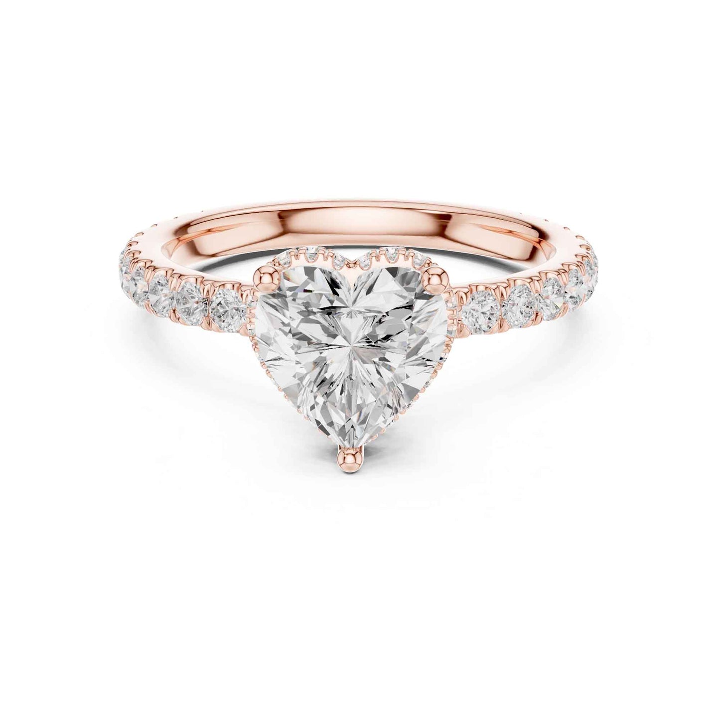 1.5 Carat Heart Shape Lab Grown Diamond Engagement Ring with Pavé Side Stones