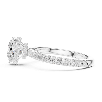 1.5 Carat Heart Shape Lab Grown Diamond Engagement Ring with Pavé Side Stones