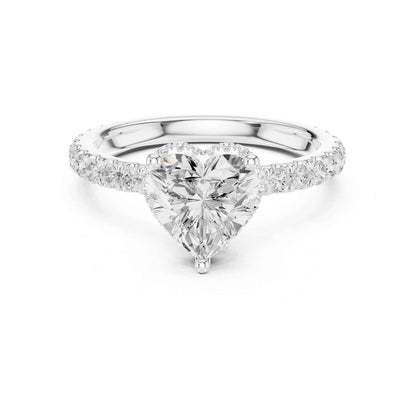 1.5 Carat Heart Shape Lab Grown Diamond Engagement Ring with Pavé Side Stones