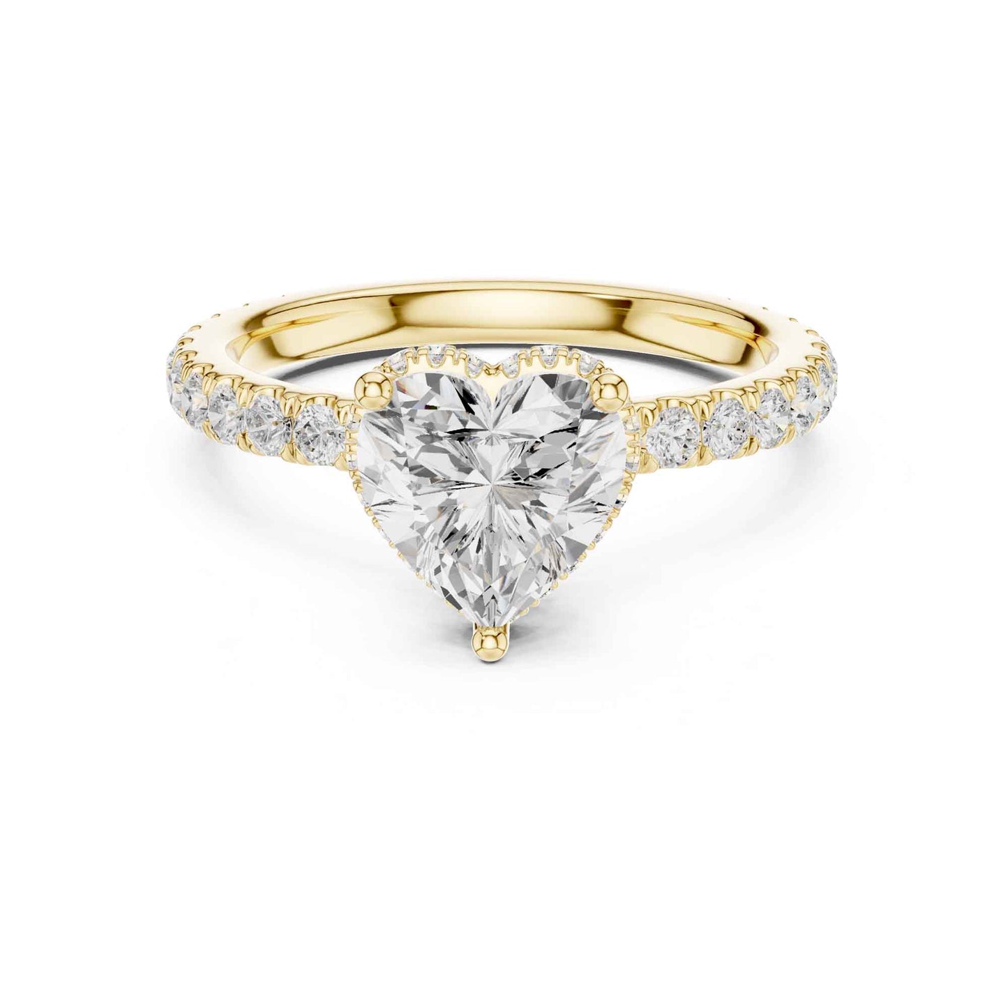 1.5 Carat Heart Shape Lab Grown Diamond Engagement Ring with Pavé Side Stones