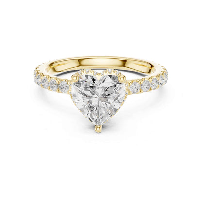1.5 Carat Heart Shape Lab Grown Diamond Engagement Ring with Pavé Side Stones